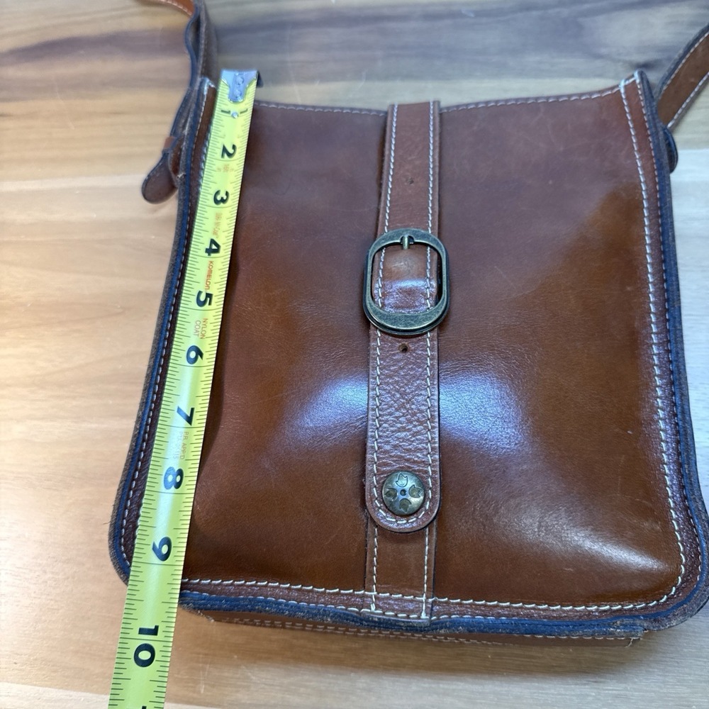 Patricia Nash Venezia Crossbody Bag Cognac Brown Messenger Purse Genuine Leather - Picture 6 of 10